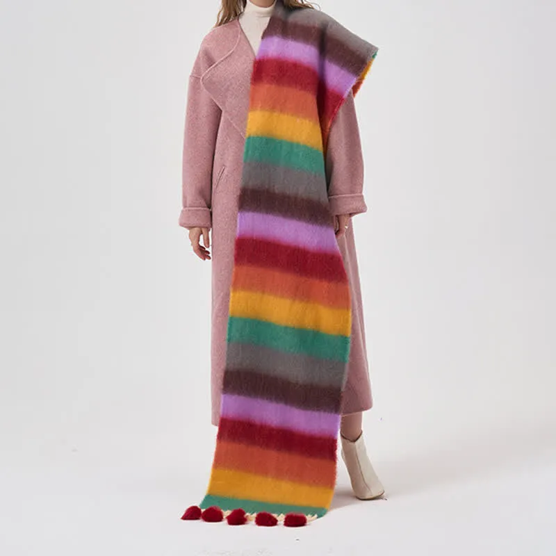 Women's Rainbow Color Striped Tassel Scarf sold by FloralTrip product image thumbnail 3