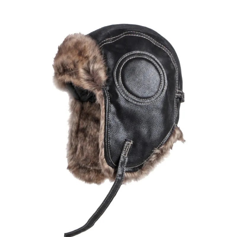 Soft Fluffy Ear Protection Imitation Leather Trapper Hat sold by FloralTrip