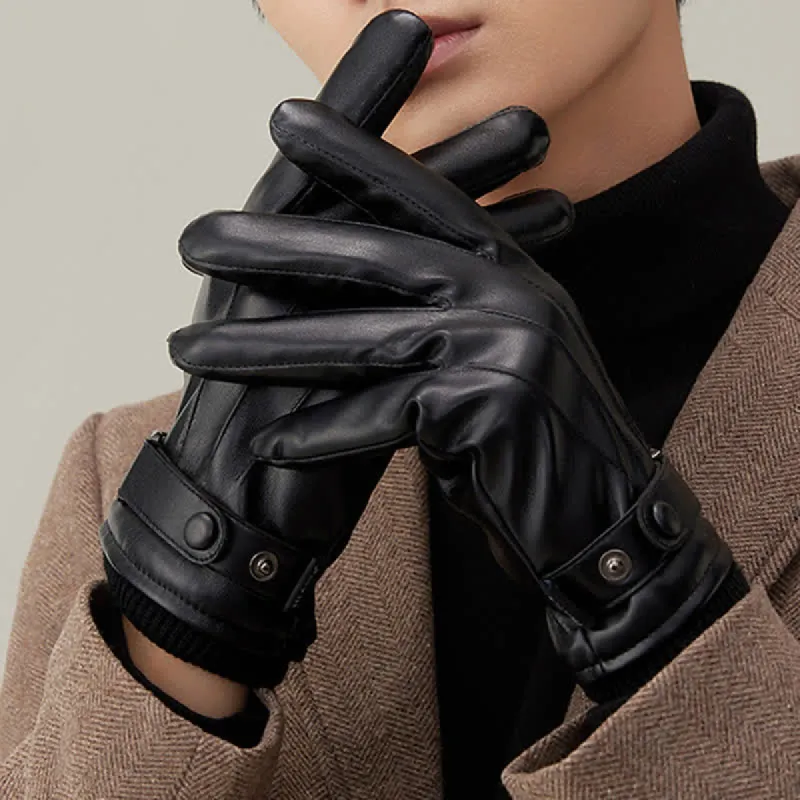 Men's Touch Screen Waterproof PU Leather Gloves sold by FloralTrip