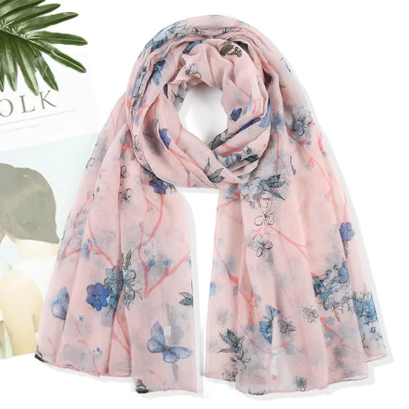 Women's Elegant Vibrant Floral Long Wrap Scarf sold by FloralTrip