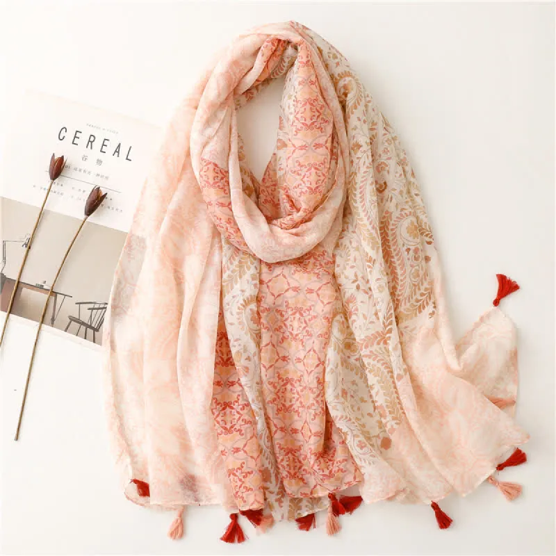 Women's Floral Soft Cape Wheat Fringe Scarf sold by FloralTrip