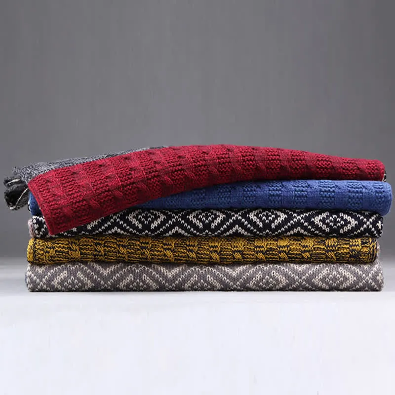 Men's Argyle Knitted Stitching Color Block Scarf sold by FloralTrip product image thumbnail 4