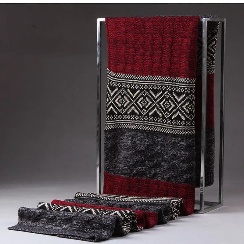 Men's Argyle Knitted Stitching Color Block Scarf sold by FloralTrip product image thumbnail 2