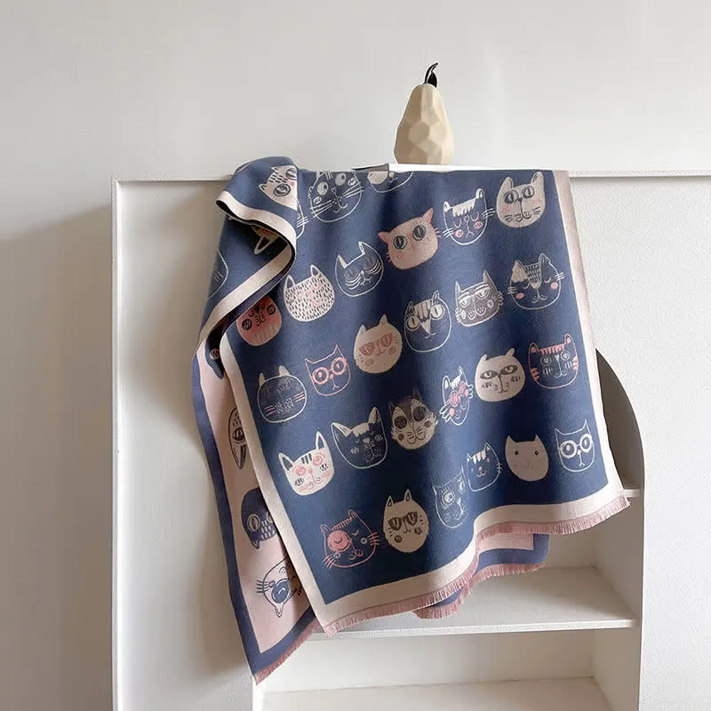 Women's Elegant Cute Cartoon Cat Thickened Scarf sold by FloralTrip product image thumbnail 2