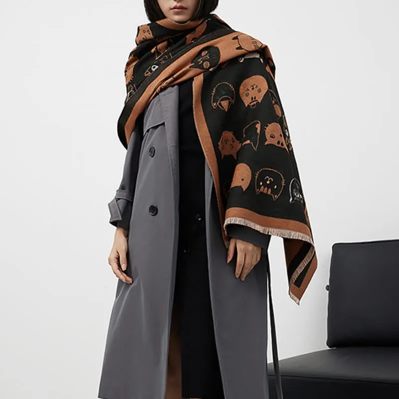 Women's Elegant Cute Cartoon Cat Thickened Scarf sold by FloralTrip product image thumbnail 5