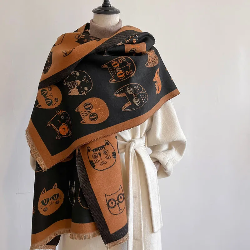 Women's Elegant Cute Cartoon Cat Thickened Scarf sold by FloralTrip product image thumbnail 4
