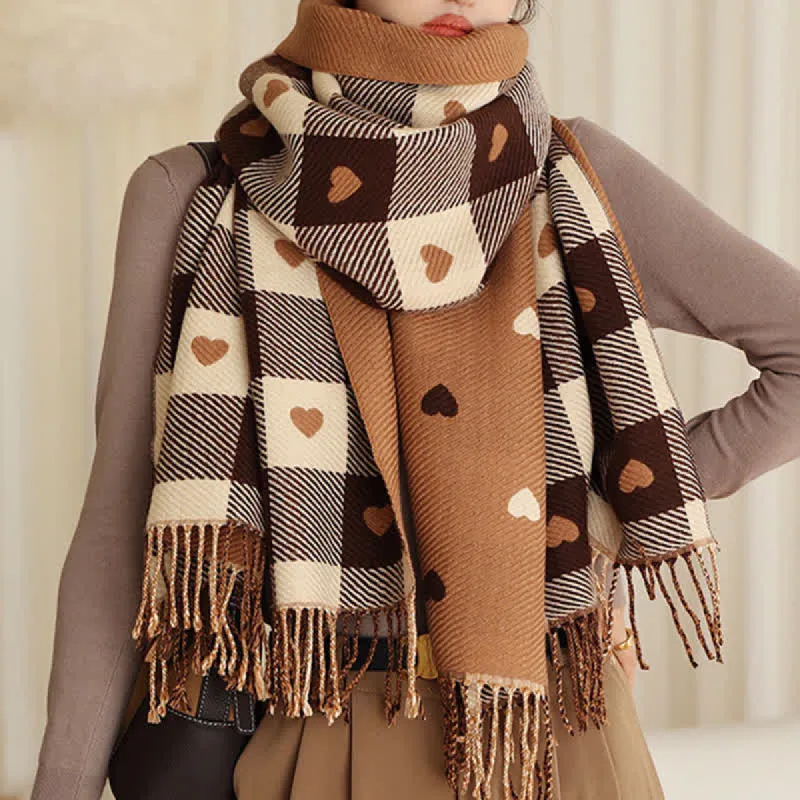 Women's Winter Cape Love Checkerboard Scarf sold by FloralTrip