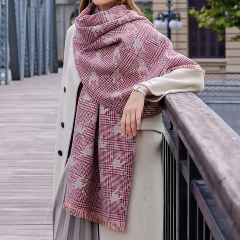 Women's Houndstooth Large Shawl Warm Scarf sold by FloralTrip