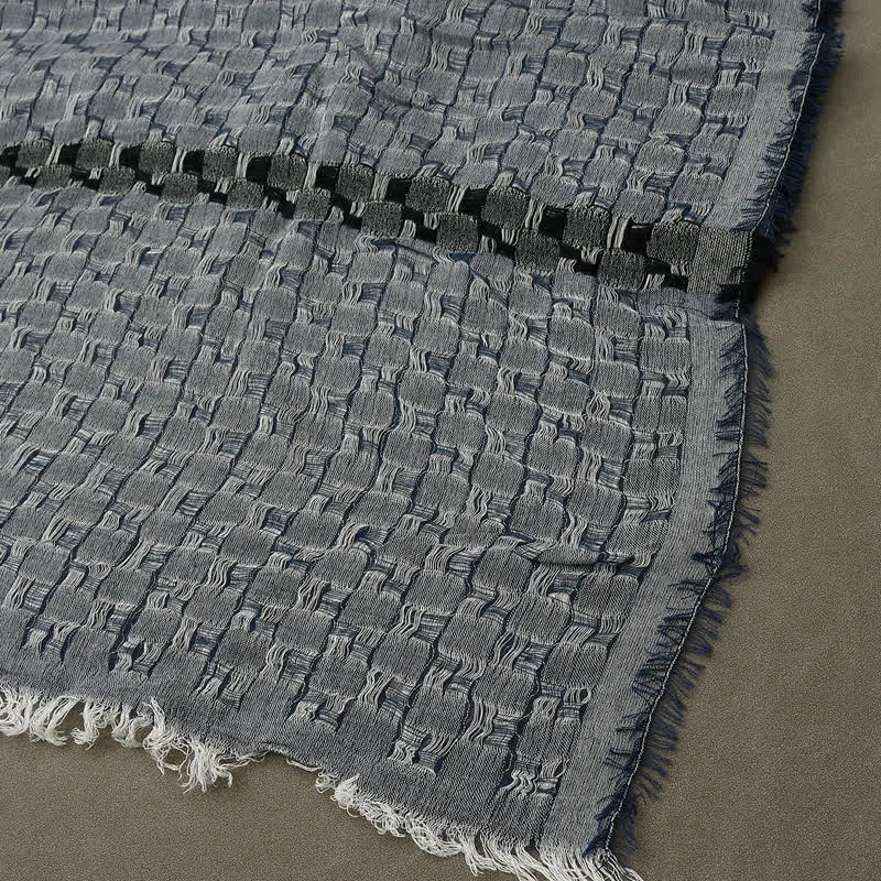 Men's Unique Crinkly Checkered Tassel Scarf sold by FloralTrip product image thumbnail 5