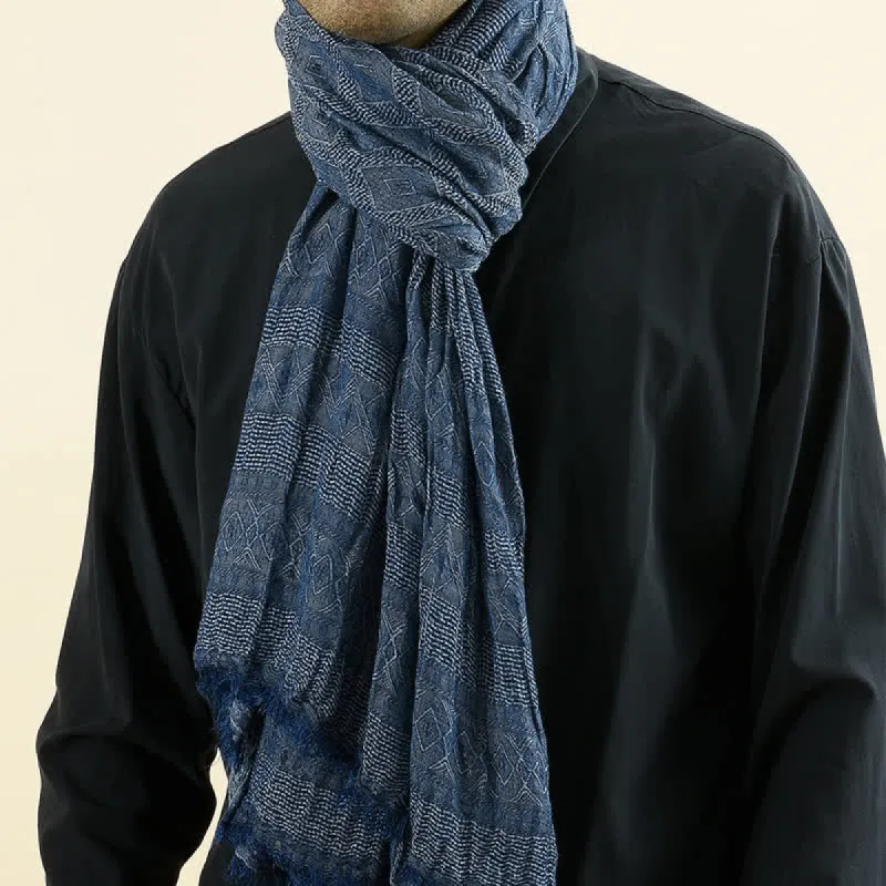 Men's Versatile Diamond Plaid Raw Edge Scarf sold by FloralTrip