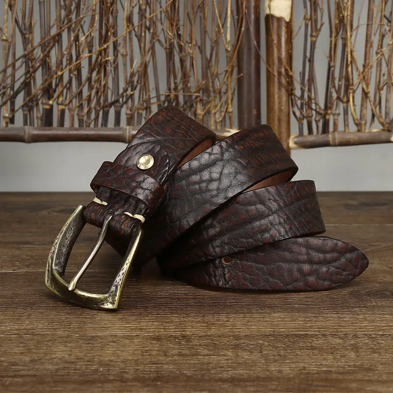 Men's Retro Yak Skin Pattern Leather Belt sold by FloralTrip product image thumbnail 5