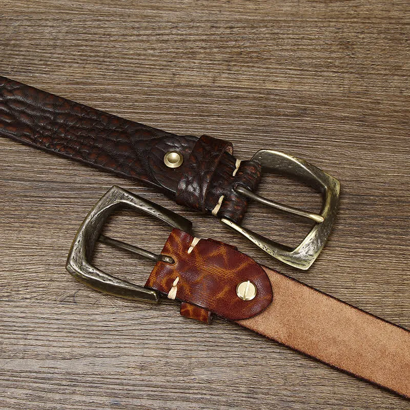 Men's Retro Yak Skin Pattern Leather Belt sold by FloralTrip product image thumbnail 3