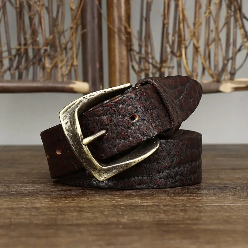 Men's Retro Yak Skin Pattern Leather Belt sold by FloralTrip product image thumbnail 4