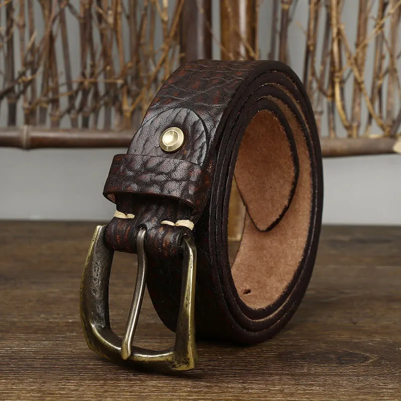 Men's Retro Yak Skin Pattern Leather Belt sold by FloralTrip