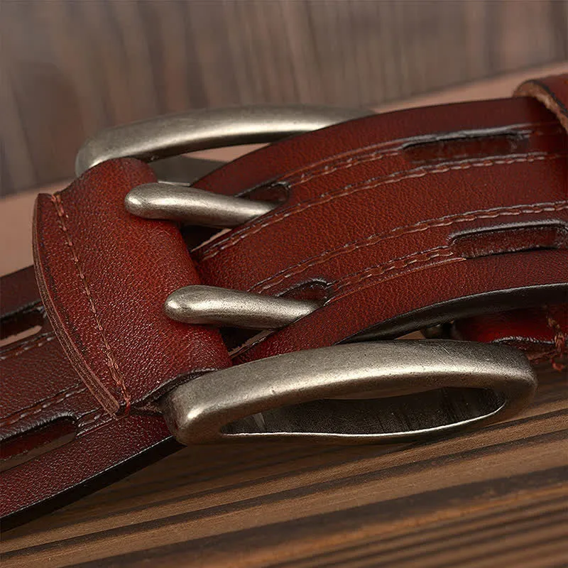 Men's Casual Double Prong Trouser Leather Belt sold by FloralTrip product image thumbnail 4
