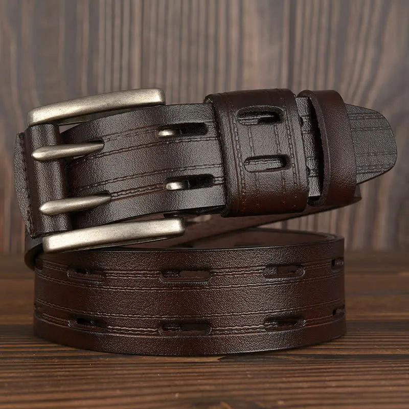 Men's Casual Double Prong Trouser Leather Belt sold by FloralTrip product image thumbnail 2