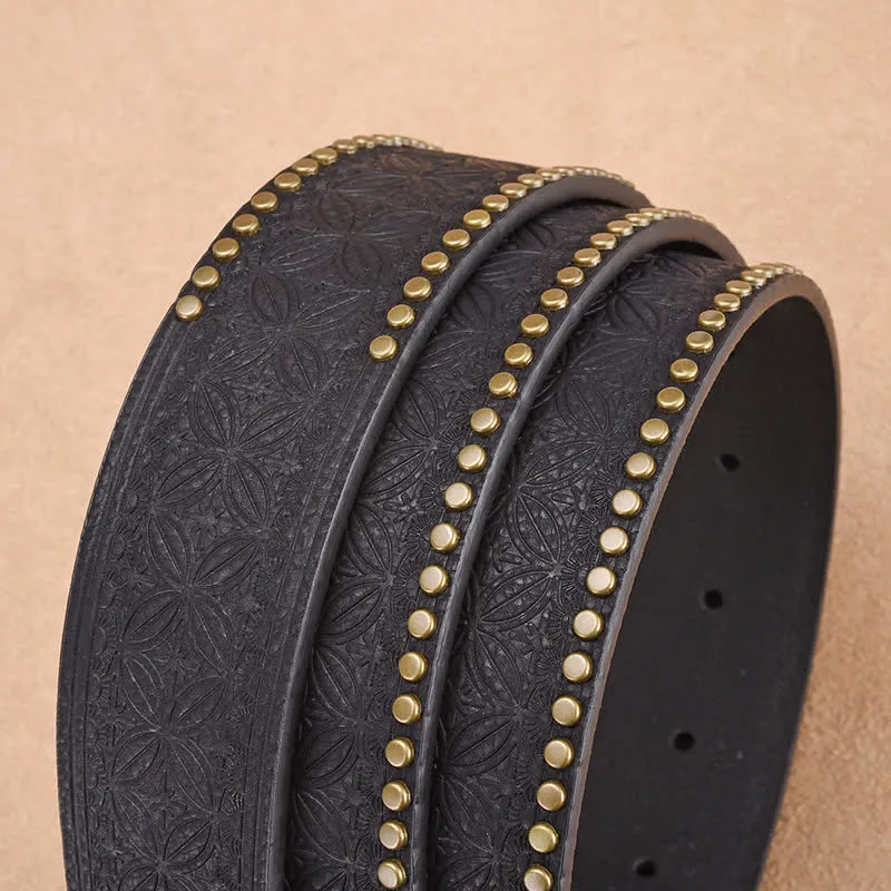 Men's Antique Longhorn Steer Rivet Leather Belt sold by FloralTrip product image thumbnail 5