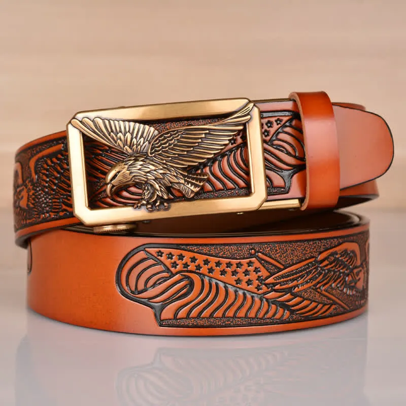 Men's Hollow Eagle Buckle Embossed Leather Belt sold by FloralTrip product image thumbnail 3