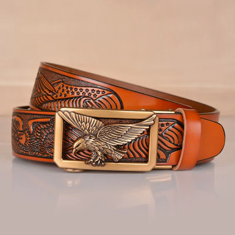Men's Hollow Eagle Buckle Embossed Leather Belt sold by FloralTrip product image thumbnail 4