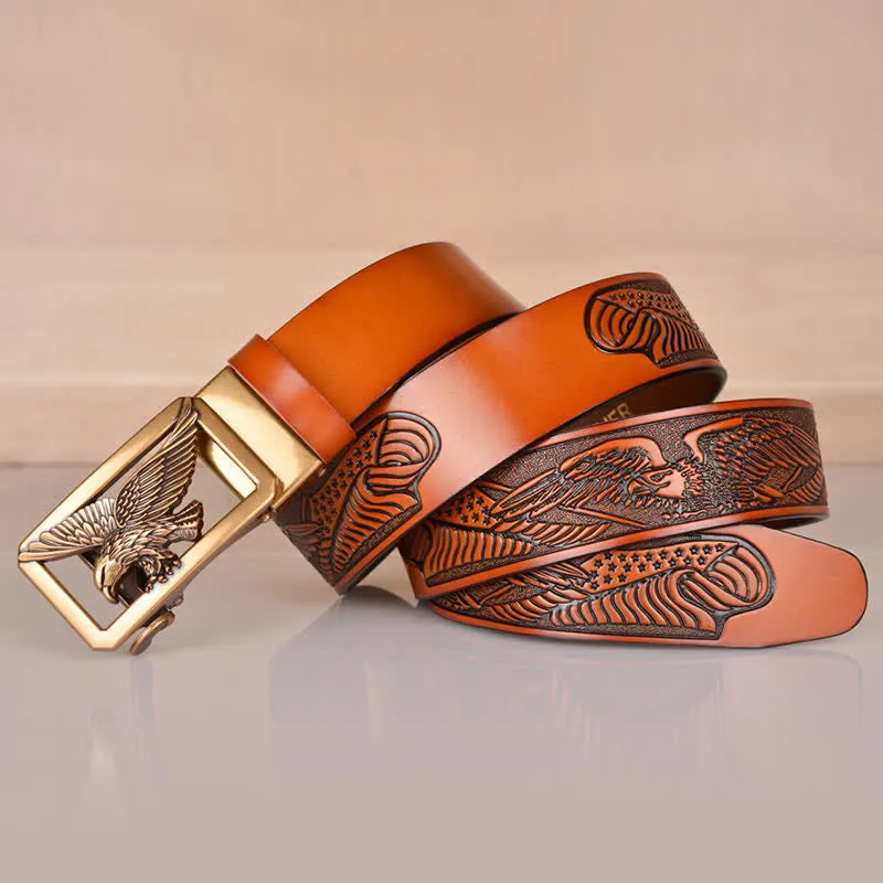 Men's Hollow Eagle Buckle Embossed Leather Belt sold by FloralTrip product image thumbnail 5