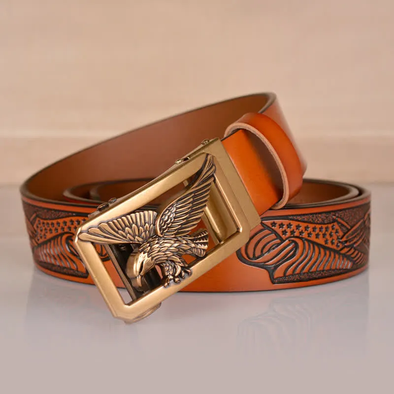 Men's Hollow Eagle Buckle Embossed Leather Belt sold by FloralTrip product image thumbnail 2