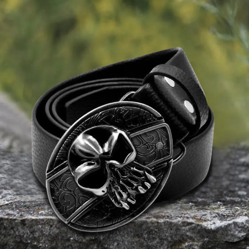 Men's Skull Head Leather Belt With Folding Knife sold by FloralTrip