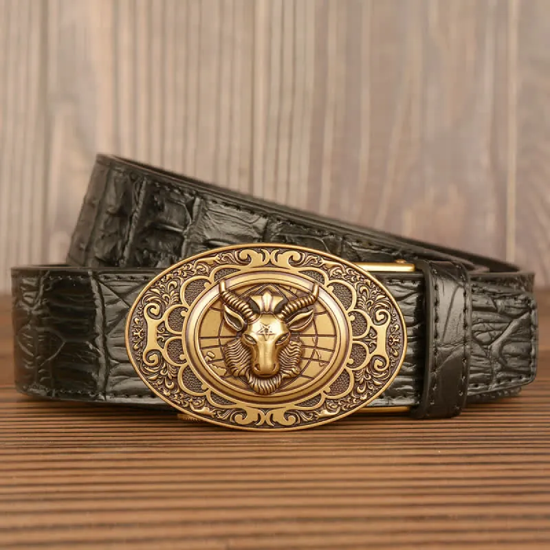 Men's Wild Goat Alligator Pattern Leather Belt sold by FloralTrip