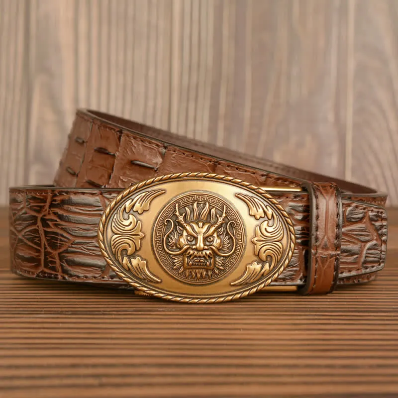 Men's Dragon Head Crocodile Pattern Leather Belt sold by FloralTrip