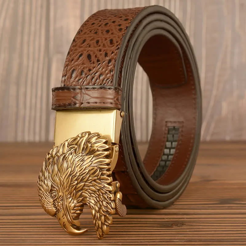 Men's Eagle Head Crocodile Embossed Leather Belt sold by FloralTrip product image thumbnail 2