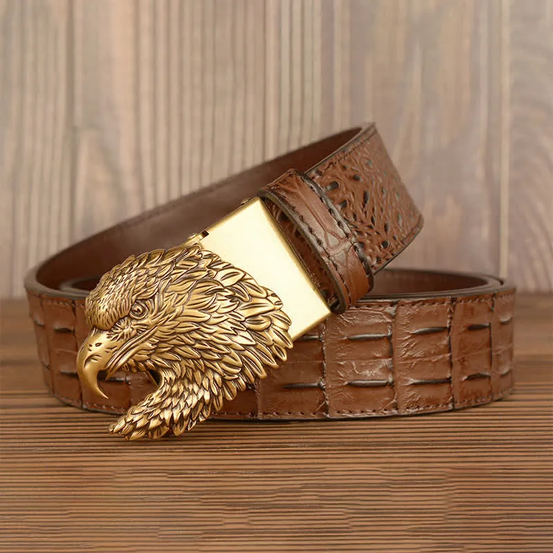Men's Eagle Head Crocodile Embossed Leather Belt sold by FloralTrip product image thumbnail 4
