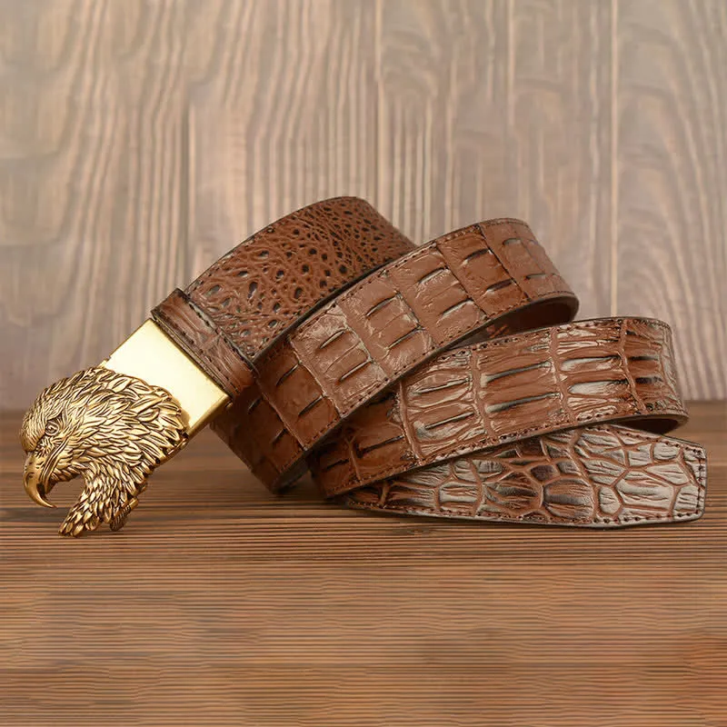 Men's Eagle Head Crocodile Embossed Leather Belt sold by FloralTrip product image thumbnail 5