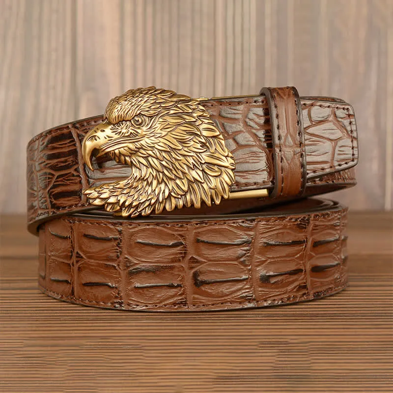 Men's Eagle Head Crocodile Embossed Leather Belt sold by FloralTrip product image thumbnail 3