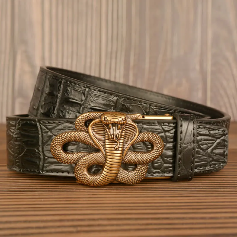 Men's Curled Cobra Alligator Pattern Leather Belt sold by FloralTrip
