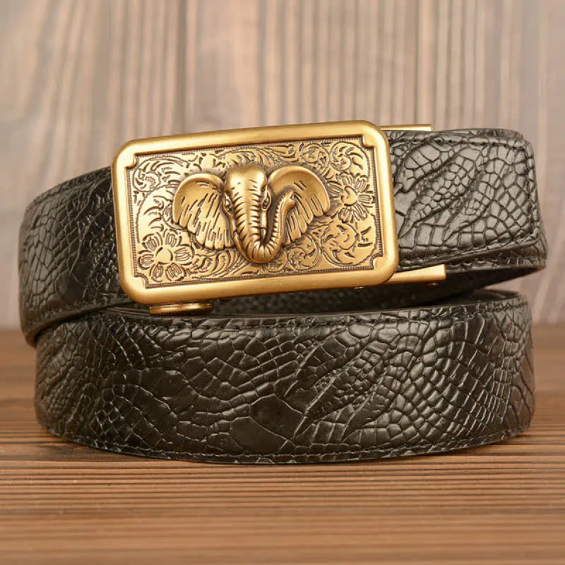 Men's Punk Elephant Alligator Pattern Leather Belt sold by FloralTrip