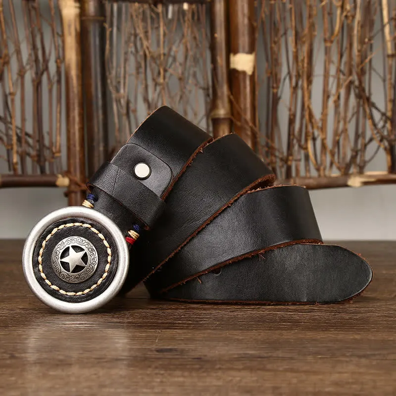 Men's Vintage Pentacle Thicken Leather Belt sold by FloralTrip product image thumbnail 3