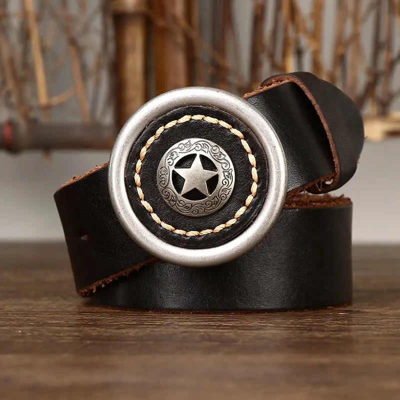 Men's Vintage Pentacle Thicken Leather Belt sold by FloralTrip product image thumbnail 4
