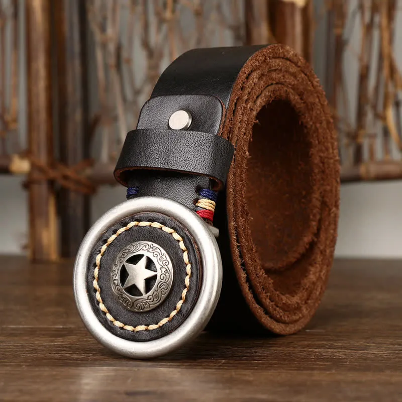 Men's Vintage Pentacle Thicken Leather Belt sold by FloralTrip