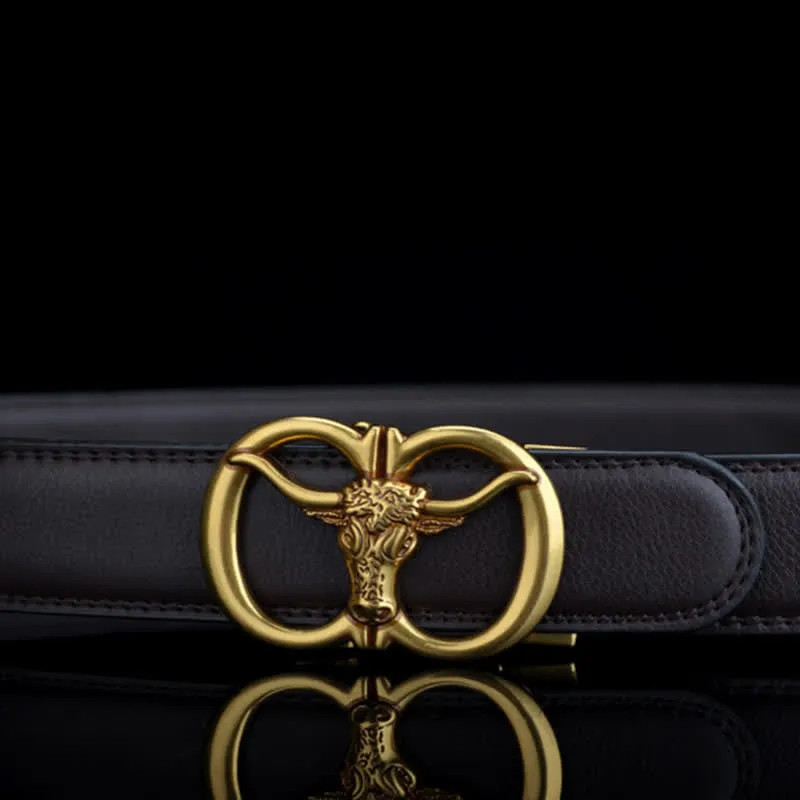 Men's Bull Head Dual Ring Leather Belt sold by FloralTrip product image thumbnail 3