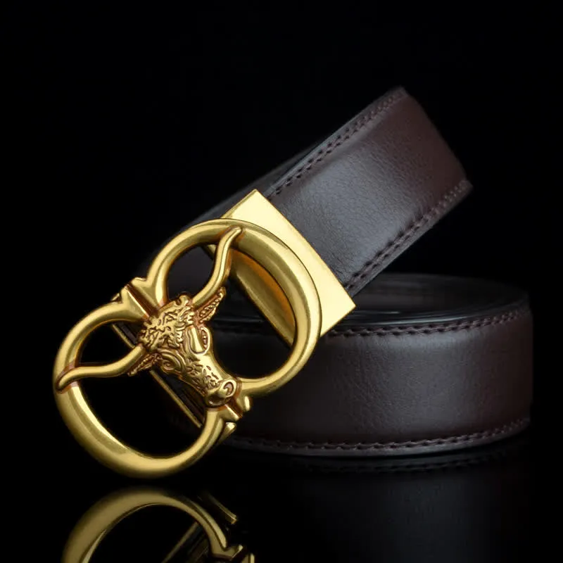 Men's Bull Head Dual Ring Leather Belt sold by FloralTrip product image thumbnail 5
