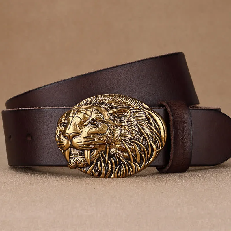 Men's Tiger Antique Plate Buckle Leather Belt sold by FloralTrip product image thumbnail 3