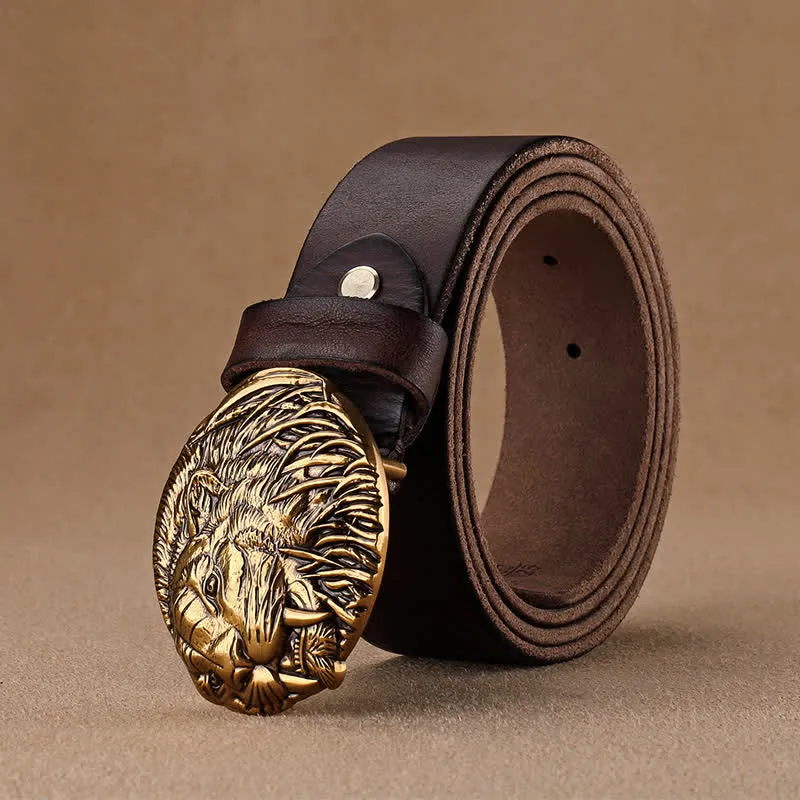Men's Tiger Antique Plate Buckle Leather Belt sold by FloralTrip