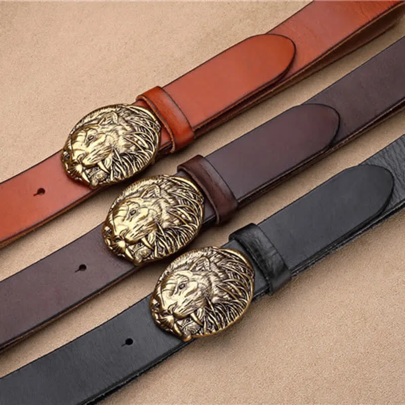 Men's Tiger Antique Plate Buckle Leather Belt sold by FloralTrip product image thumbnail 2