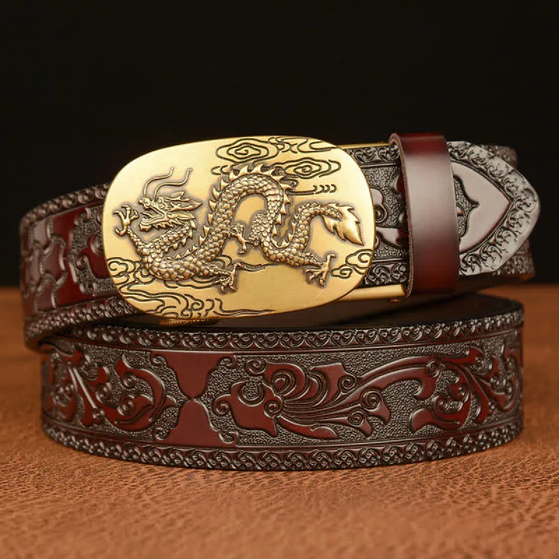 Men's Dragon Soaring In The Sky Leather Belt sold by FloralTrip