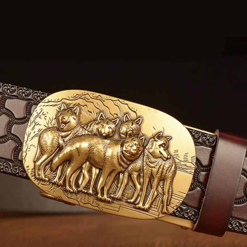 Men's Retro Pack Of Wolves Leather Belt sold by FloralTrip product image thumbnail 4