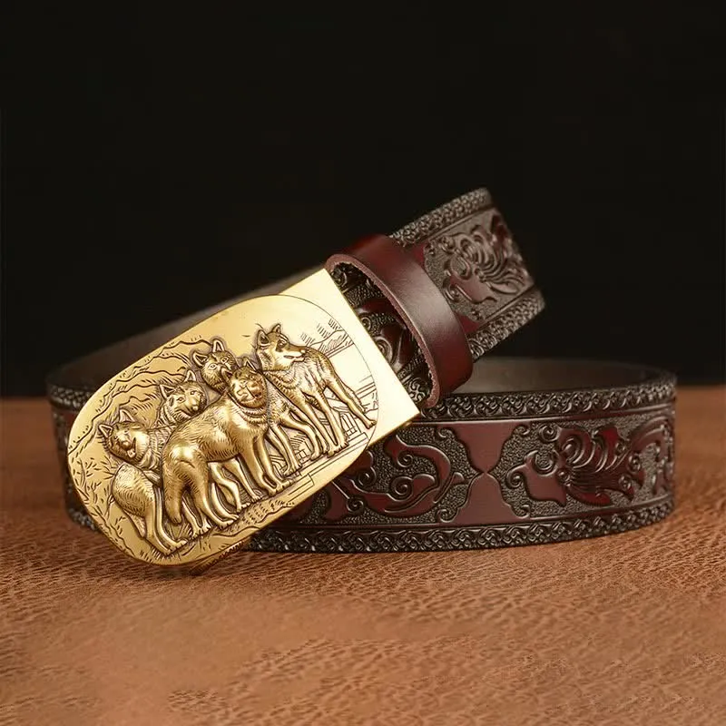 Men's Retro Pack Of Wolves Leather Belt sold by FloralTrip product image thumbnail 2