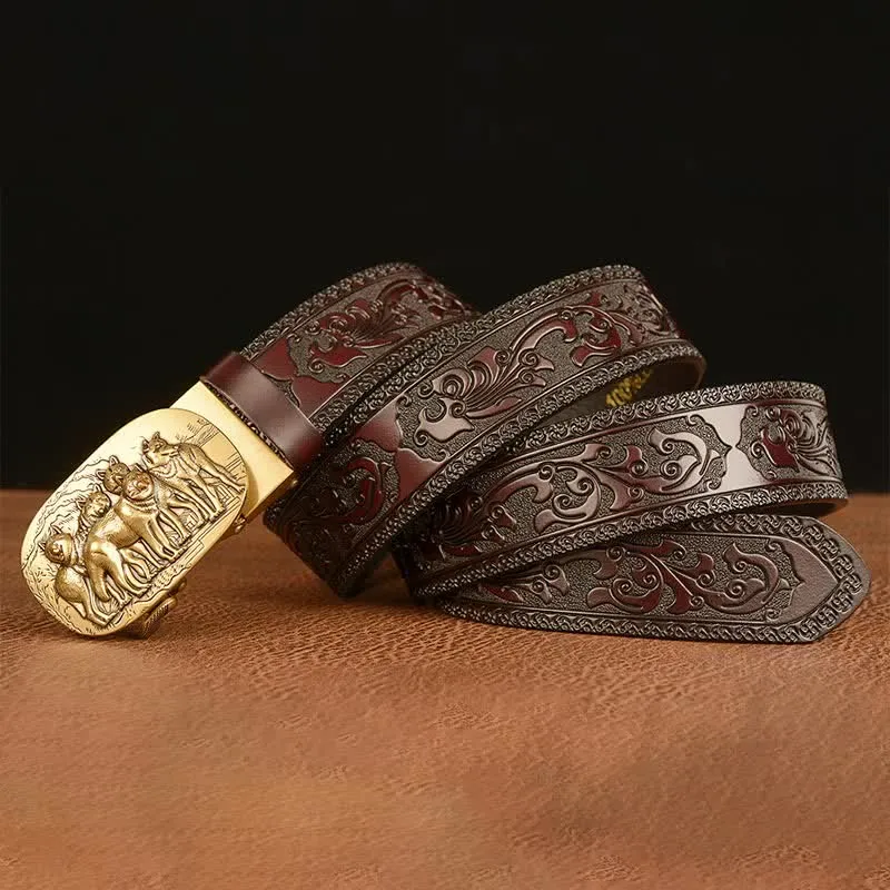 Men's Retro Pack Of Wolves Leather Belt sold by FloralTrip product image thumbnail 3