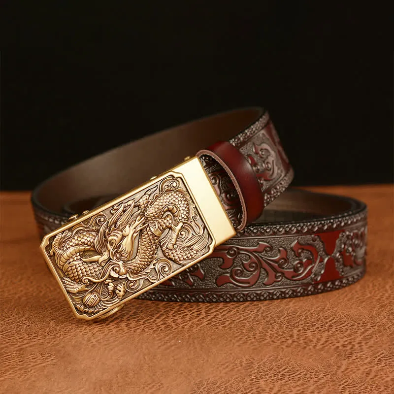 Men's Dragon Square Buckle Leather Belt sold by FloralTrip product image thumbnail 3