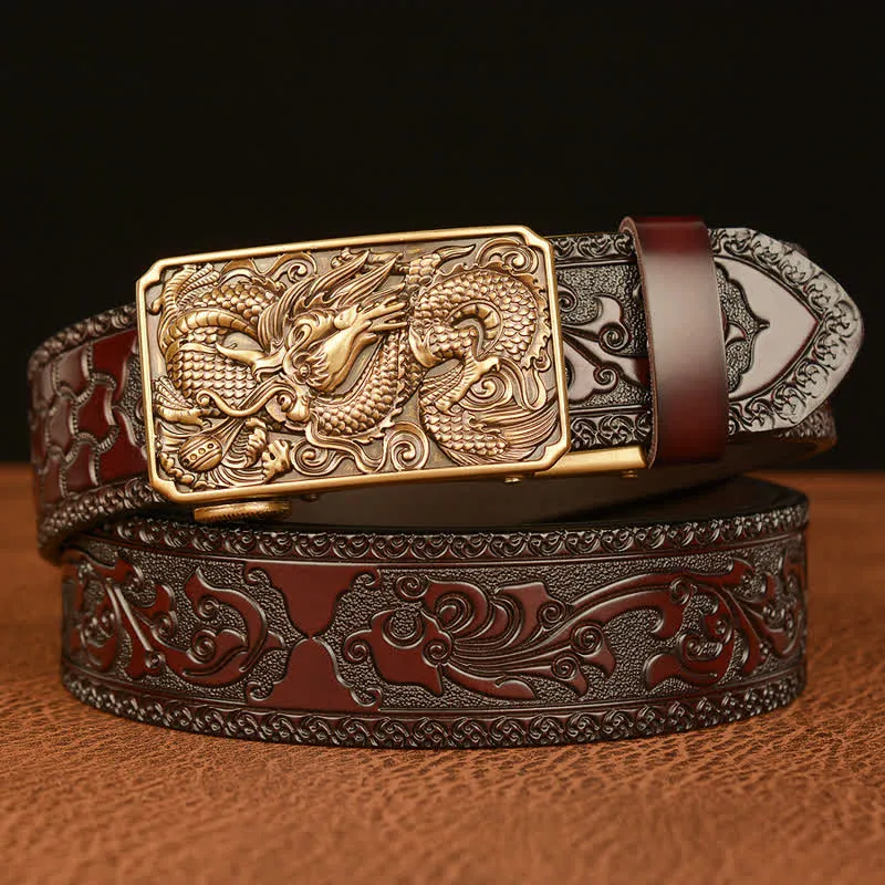 Men's Dragon Square Buckle Leather Belt sold by FloralTrip
