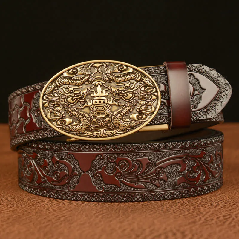 Men's Double Dragon Battling Leather Belt sold by FloralTrip