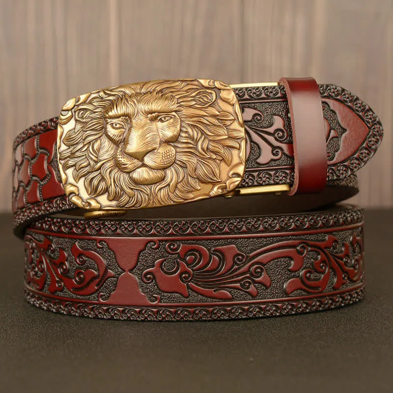 Men's Honor Male Lion Head Leather Belt sold by FloralTrip